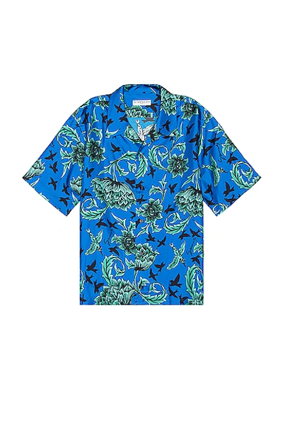 Shop Givenchy Hawaii Shirt In Electric Blue & Mint Green