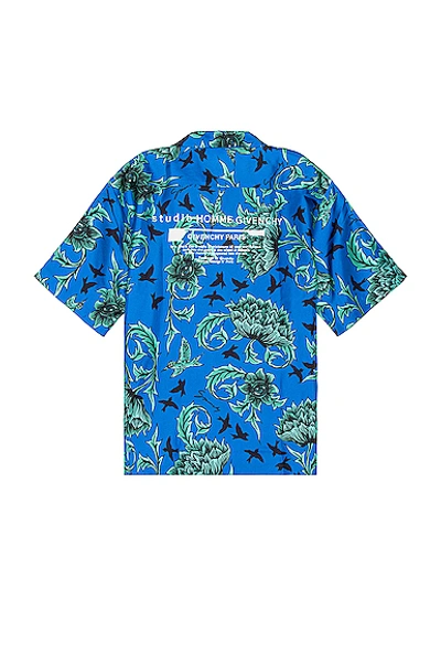 Shop Givenchy Hawaii Shirt In Electric Blue & Mint Green