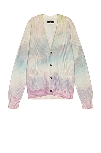 Shop Amiri Watercolor Print Cardigan In Multi-color