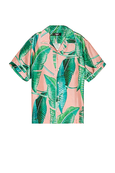 Shop Amiri Banana Leaves Short Sleeves Pajama Shirt In Peach