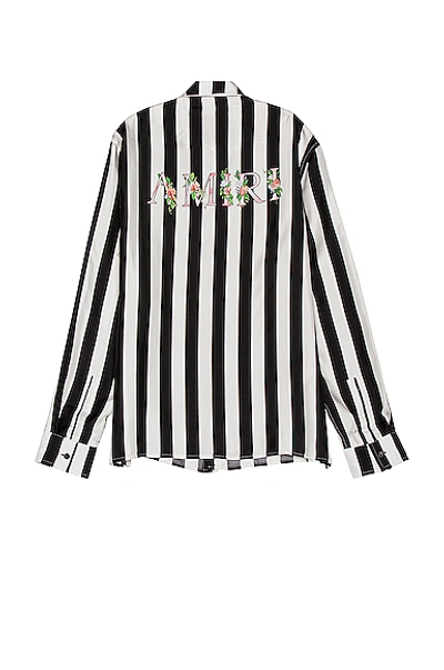 Shop Amiri Striped Floral  Shirt In Black / White