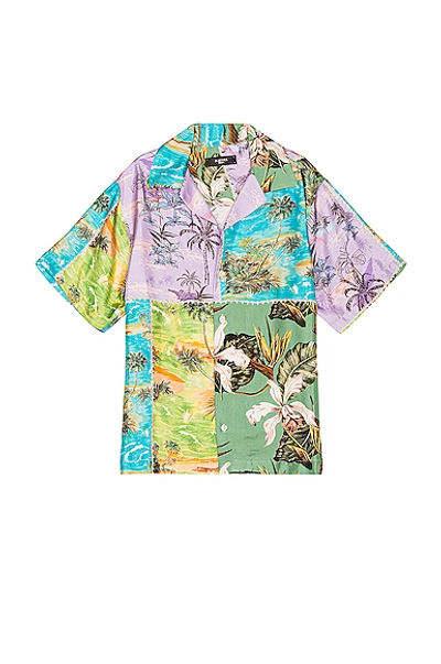 Shop Amiri Hawaiian Patchwork Shirt In Purple / Green