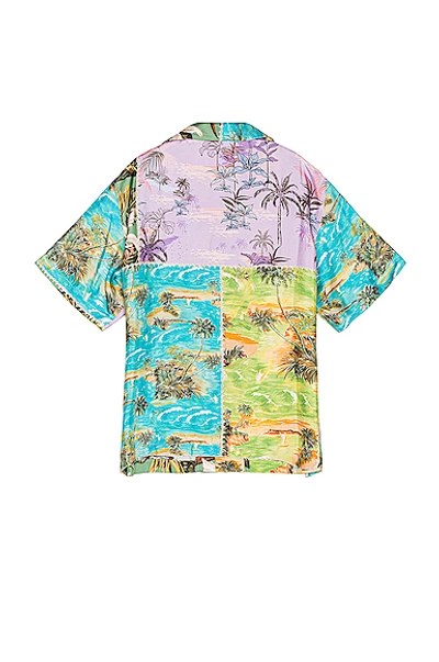 Shop Amiri Hawaiian Patchwork Shirt In Purple / Green