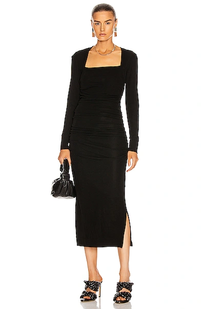 Shop Ganni Viscose Jersey Dress In Black