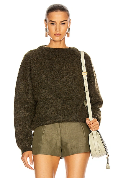 Shop Acne Studios Dramatic Mohair Sweater In Olive Green