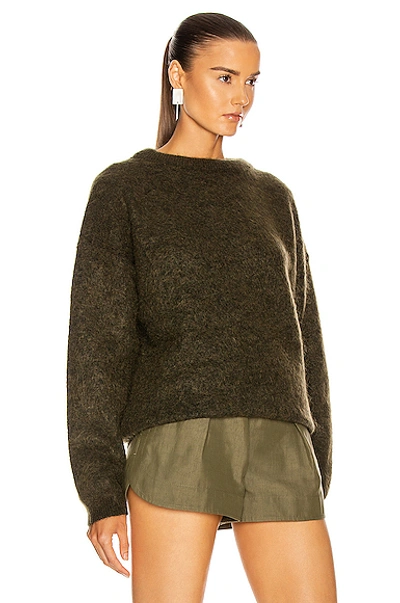 Shop Acne Studios Dramatic Mohair Sweater In Olive Green