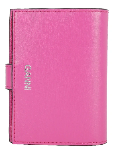 Shop Ganni Textured Mini Wallet In Pink