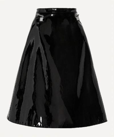 Shop Christopher Kane Padlock Detail Patent Skirt In Black