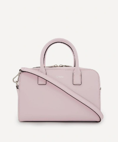 Shop Ganni Leather Handbag In Cherry Blossom