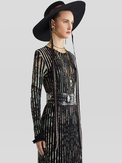Shop Etro Jacquard Knit Dress In Black