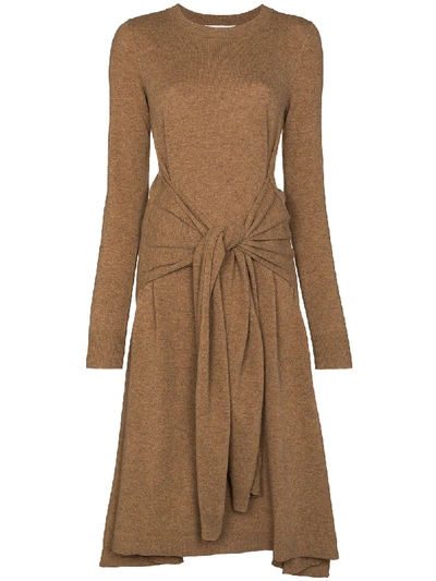 Shop Jw Anderson Knot Detail Jumper Dress In Brown