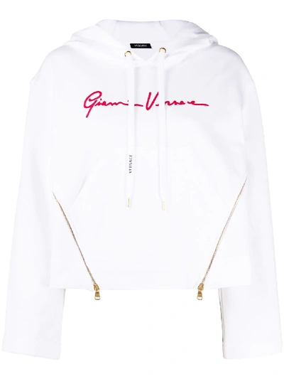 Shop Versace Gianni  Cotton Hoodie In White