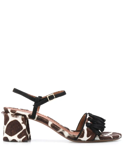 Shop L'autre Chose Animal-print Mid-heel Sandals In Brown