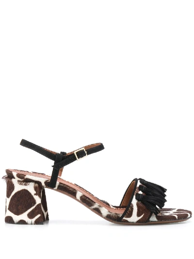 L'autre Chose Animal Print Haircalf Sandals In Brown