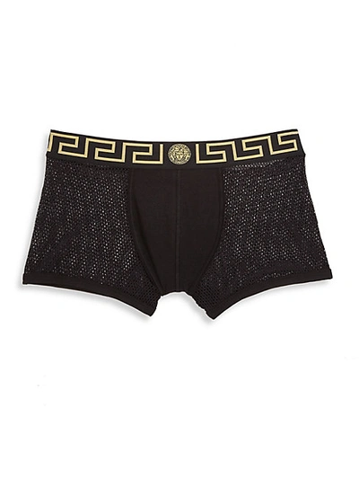 Shop Versace Cotton Blend Boxer Briefs In Black