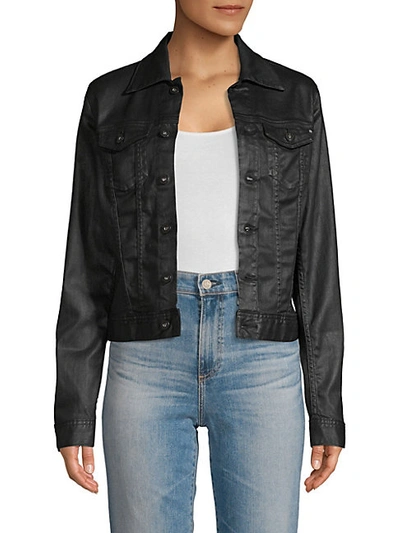 Shop Ag Robyn Coated Jean Jacket In Lacquered Super Black