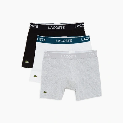 Shop Lacoste Men's Stretch Cotton Boxer Briefs 3-pack - 3xl In Black