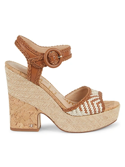 Shop Sam Edelman Women's Lillie Woven Cork Platform Sandals In Brown