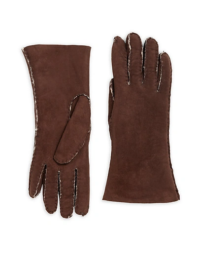 Shop Saks Fifth Avenue Shearling Gloves In Black