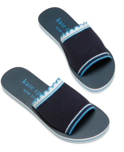Shop Kate Spade Women's Festival Flat Slide Sandals In Oceanside/ Blazer Blue