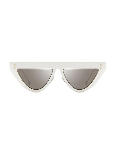 Shop Fendi 53mm Flat-top Shield Sunglasses In White