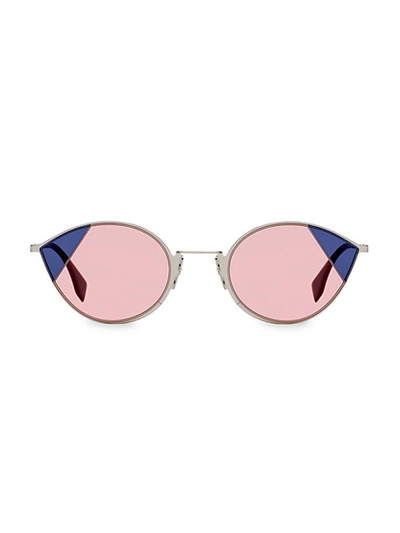 Shop Fendi 51mm Cat Eye Sunglasses In Silver Pink