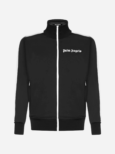 Shop Palm Angels Logo Tracksuit Jacket In Black - White