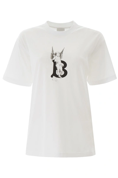 Shop Burberry Cherub Print T-shirt In Bianco