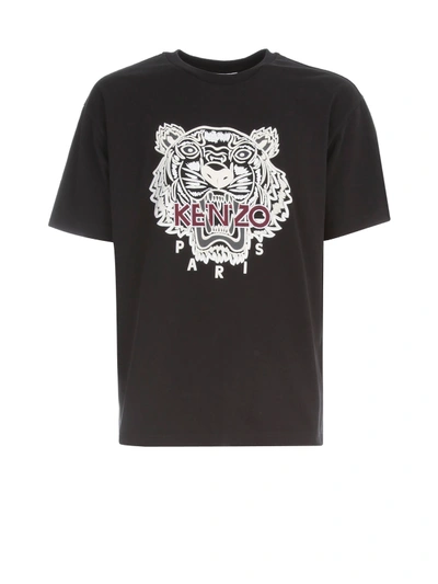 Shop Kenzo Varsity Tiger Tshirt In Noir