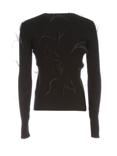 Shop Marques' Almeida Light Weight Feather Crew Neck Jumper In Black