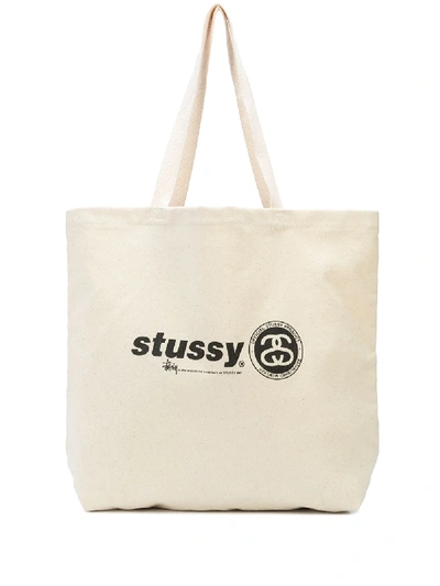 Shop Stussy Italic Link Tote Bag In Neutrals