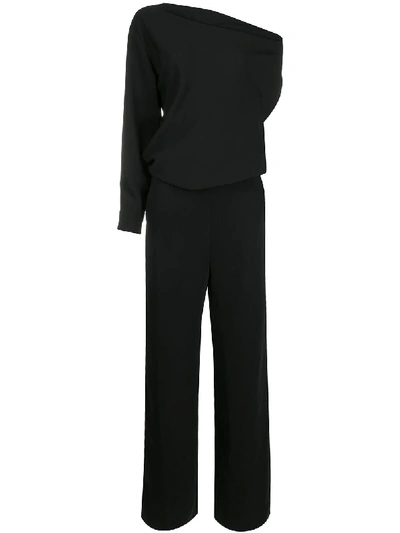 Shop Mm6 Maison Margiela One-shoulder Jumpsuit In Black