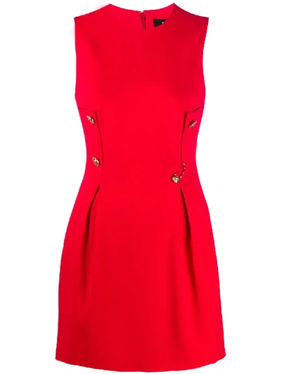Shop Versace Buttoned Safety-pin Dress In Red