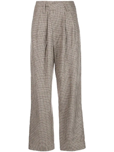 Shop Brunello Cucinelli Houndstooth Check Twist Trousers In Brown