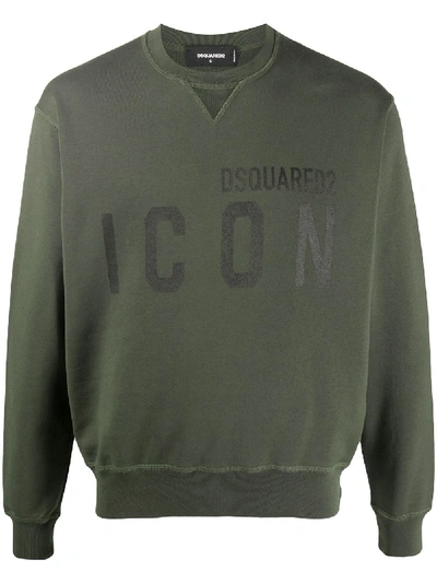 Shop Dsquared2 Logo Print Cotton Sweatshirt In Green