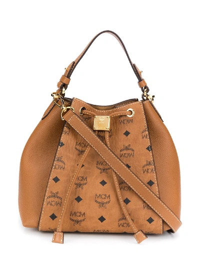 Shop Mcm Luisa Visetos-print Bucket Bag In Brown