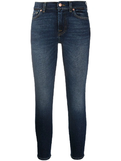 Shop 7 For All Mankind Roxanne Mid-rise Skinny Jeans In Blue