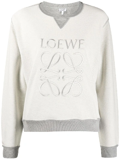 Shop Loewe Logo-embroidered Inside-out Sweatshirt In Grey