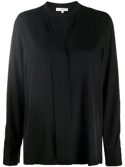 Shop Vince V-neck Silk Blouse In Black