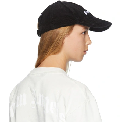 Shop Palm Angels Black Corduroy Classic Logo Cap In Black/white