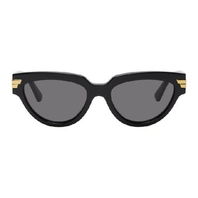 Shop Bottega Veneta Black Cat-eye Sunglasses In 001 Black