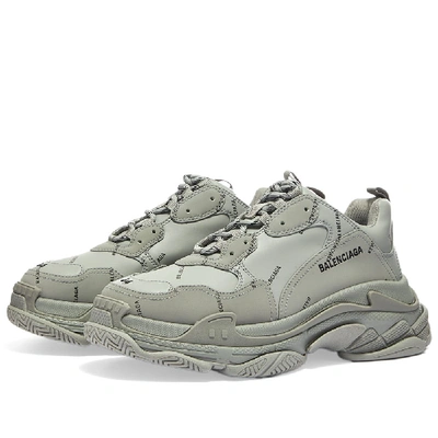 Balenciaga Triple S Mesh And Faux Leather Sneakers In Grey | ModeSens