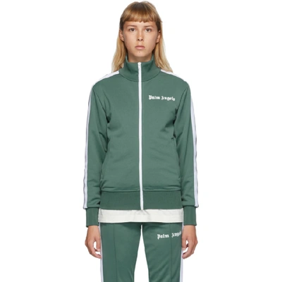 Shop Palm Angels Green Classic Track Jacket In Pine/white