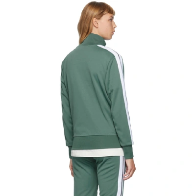 Shop Palm Angels Green Classic Track Jacket In Pine/white