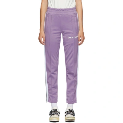 Shop Palm Angels Purple Classic Track Pants In Lilac/white