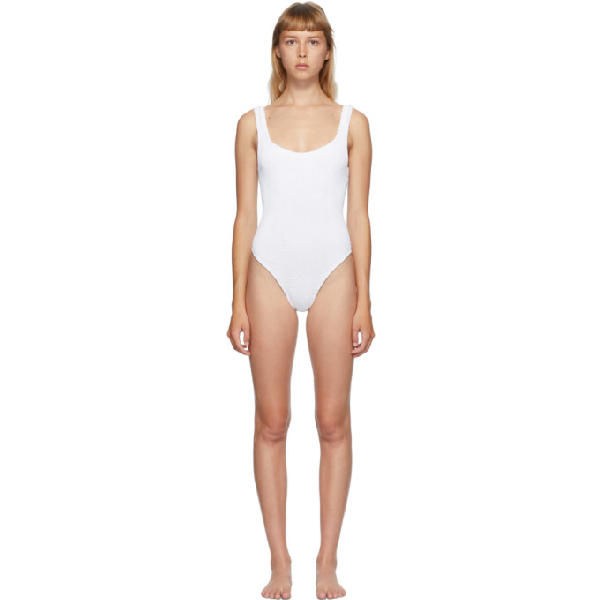 white square neck swimsuit