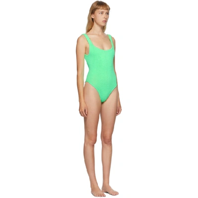 Shop Hunza G Green Classic Square Neck One-piece Swimsuit In New Lime