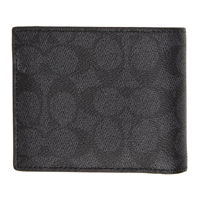 Shop Coach 1941 Grey Signature Patch 3-in-1 Wallet In Charcoal