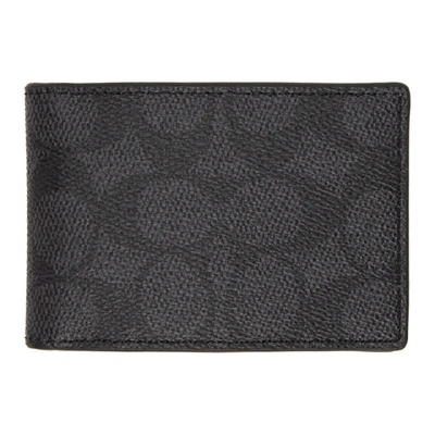 Shop Coach 1941 Grey Signature Patch 3-in-1 Wallet In Charcoal