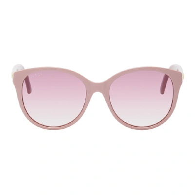 Shop Gucci Pink Round Sunglasses In 004 Pink